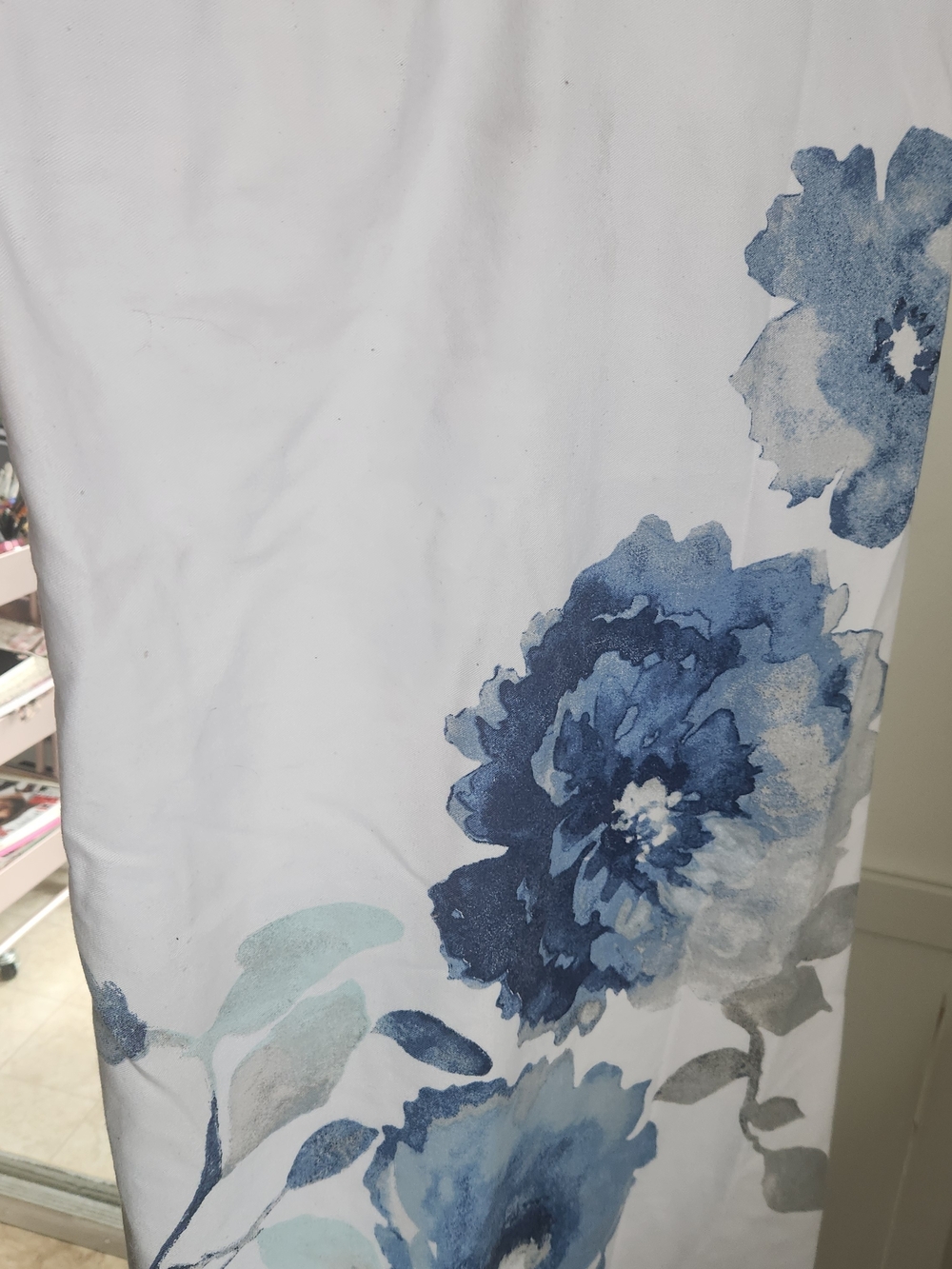 Blue Watercolor Floral Print Shower Curtain